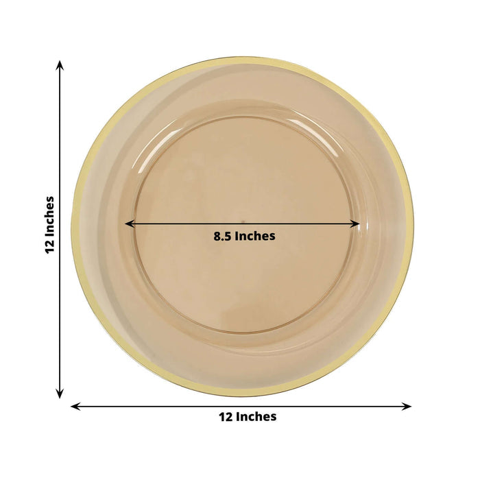 12-inch round plate with 8.5-inch inner diameter in beige and yellow