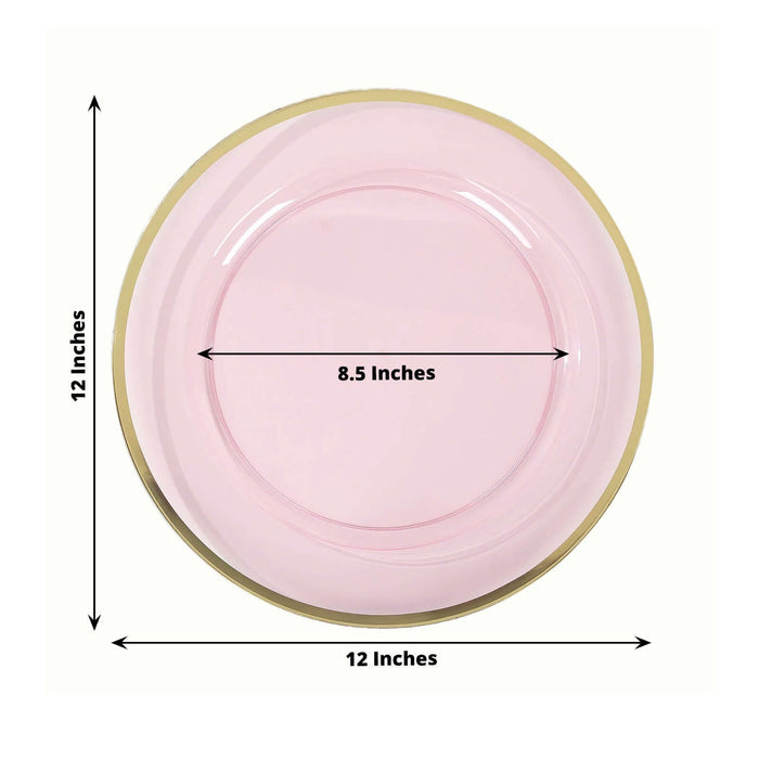 Pink and gold 12-inch decorative plate with 8.5-inch center