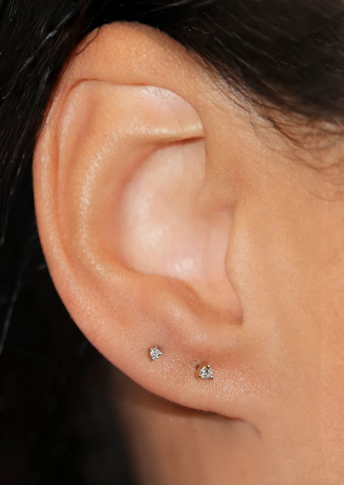 1.5mm Round Diamond Threaded Flat Back Earring