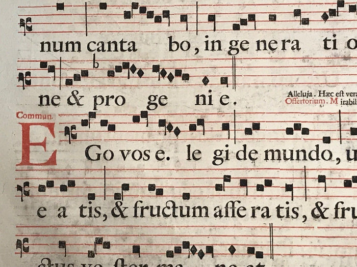 17th C. CHRISTIAN RELIGIOUS MUSIC SONG PARCHMENT SHEET Festa Junii  CHANTS