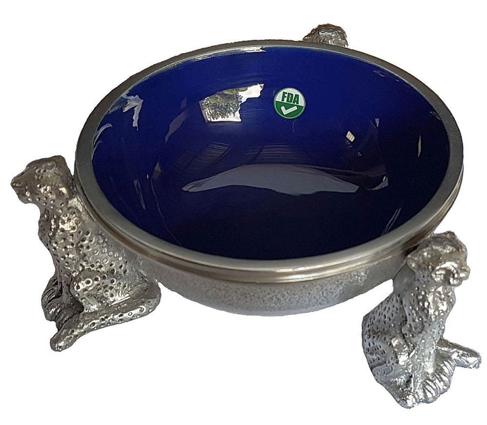 3 Cheetah Round Snack Bowl BLUE - Lamu Aluminium Baked Enamel Tableware