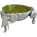 3 Elephant Round Snack Bowl OLIVE - Lamu Aluminium Baked Enamel Tableware