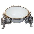 3 Elephant Round Snack Bowl WHITE - Lamu Aluminium Baked Enamel Tableware