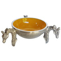3 Giraffe Round Snack Bowl OCHRE - Lamu Aluminium Baked Enamel Tableware