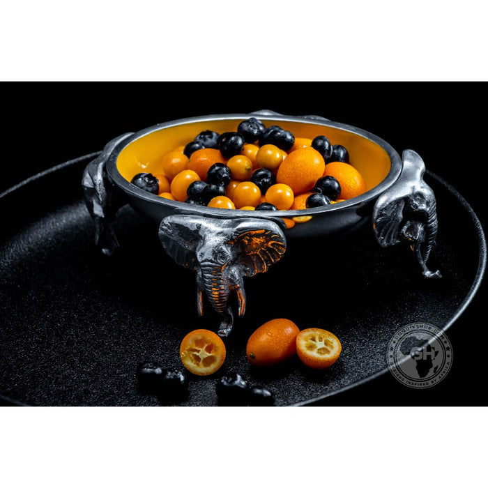 4 Elephant oval bowl OCHRE - Lamu Aluminium Baked Enamel Tableware
