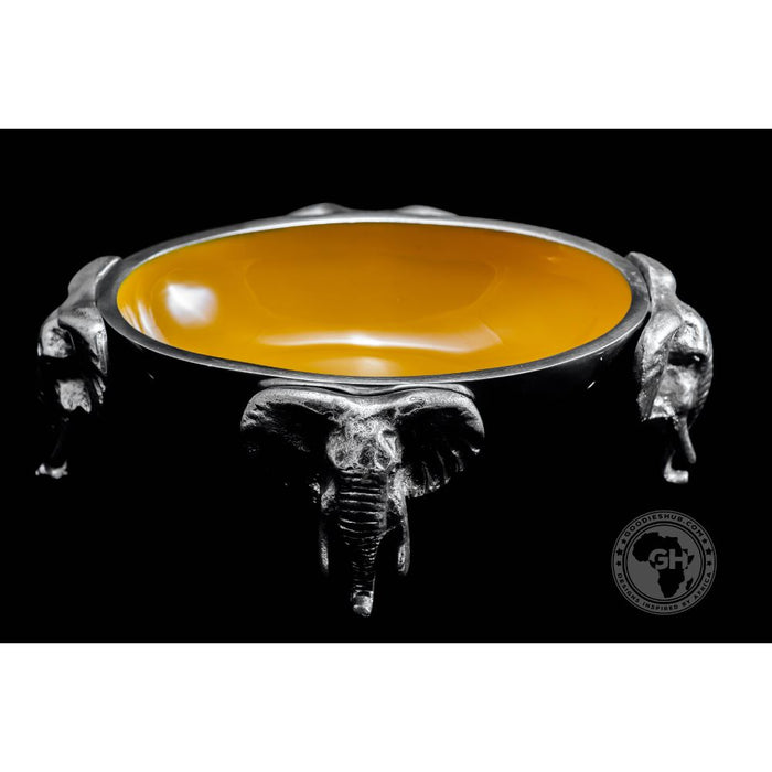 4 Elephant oval bowl OCHRE - Lamu Aluminium Baked Enamel Tableware