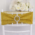 Gold glitter chair sash with rhinestone buckle for elegant events