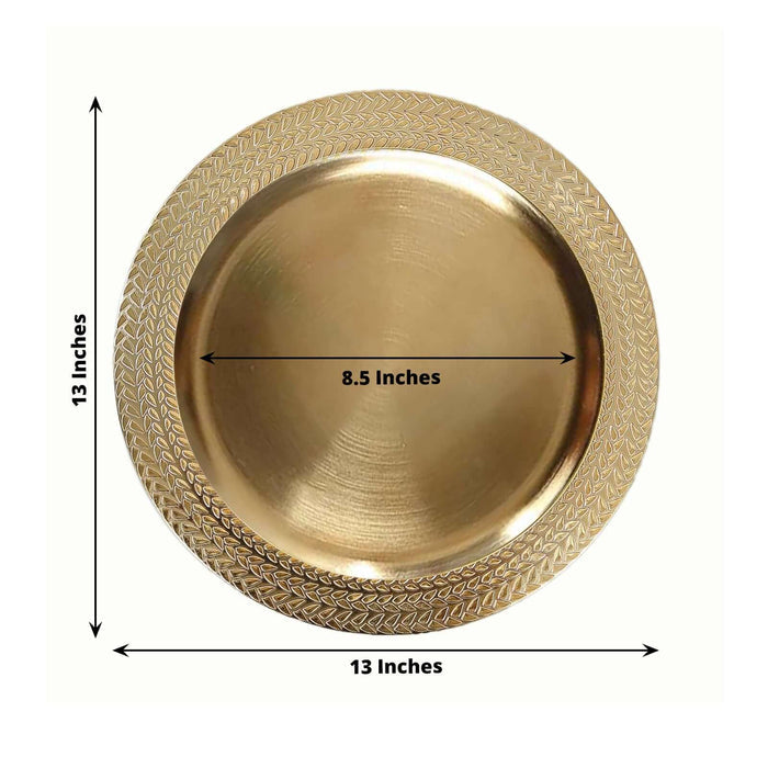 Gold decorative plate, 13 inches diameter with 8.5 inches center.