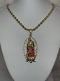 Big Red Virgin of Guadalupe necklace