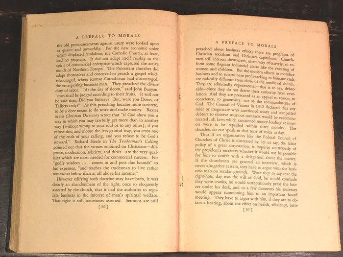 A PREFACE TO MORALS by Walter Lippmann, 1st Edition 1st Printing, 1929