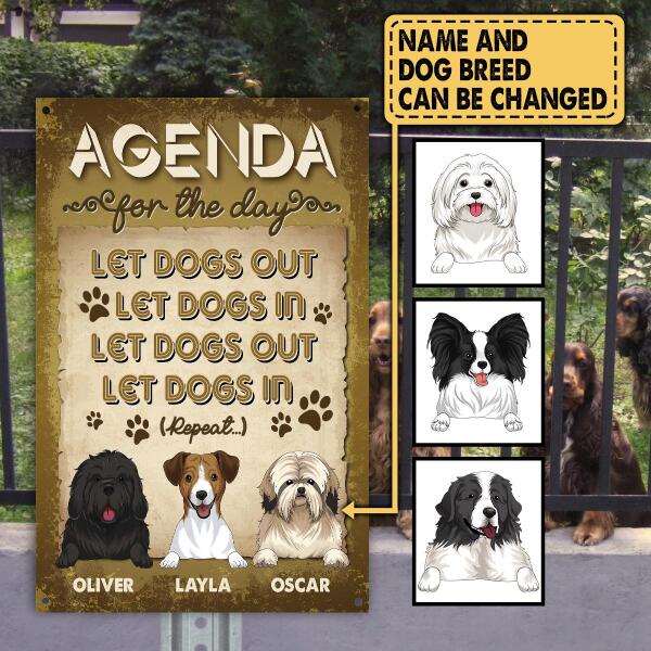 Agenda For The Day, Funny Dogs Sign, Gift For Dog Lovers - Personalized Metal Sign
