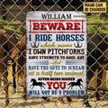 Beware I Ride Horses - Personalized Metal Sign