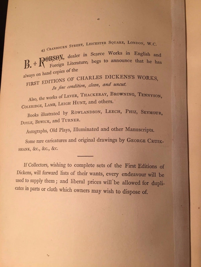 BIBLIOGRAPHY OF THE WRITINGS OF CHARLES DICKENS James Cook 1st/1st 1879 HC, RARE