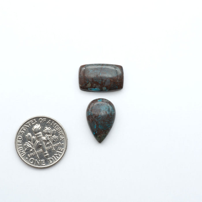 Rare Bisbee Turquoise cabochons with rich blue color and classic brown matrix. Perfect for jewelry makers, collectors, and lovers of fine American turquoise.
