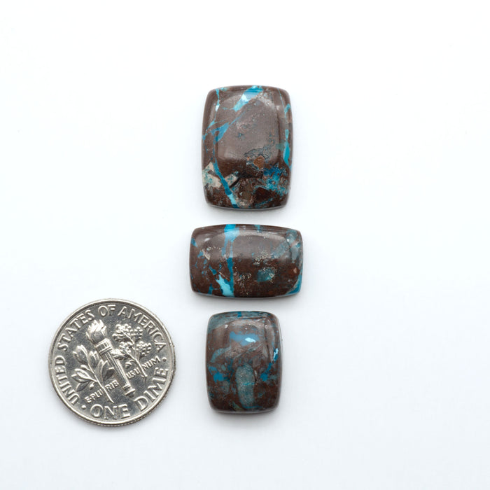 Rare Bisbee Turquoise cabochons with rich blue color and classic brown matrix. Perfect for jewelry makers, collectors, and lovers of fine American turquoise.
