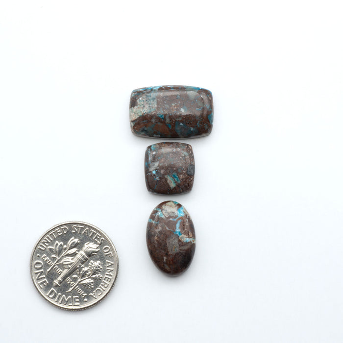 Rare Bisbee Turquoise cabochons with rich blue color and classic brown matrix. Perfect for jewelry makers, collectors, and lovers of fine American turquoise.