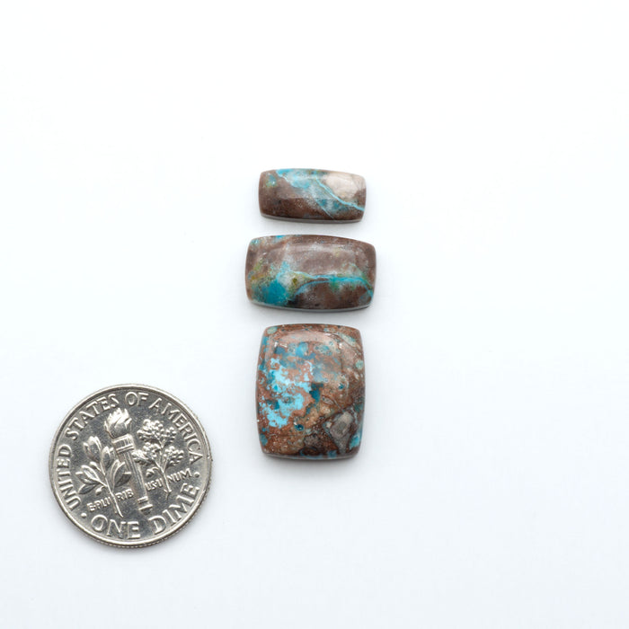 Rare Bisbee Turquoise cabochons with rich blue color and classic brown matrix. Perfect for jewelry makers, collectors, and lovers of fine American turquoise.
