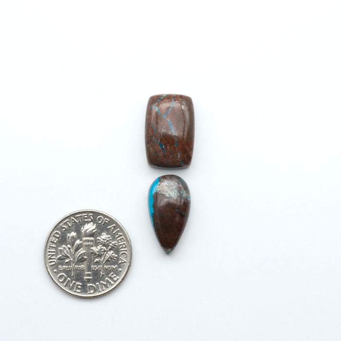 Rare Bisbee Turquoise cabochons with rich blue color and classic brown matrix. Perfect for jewelry makers, collectors, and lovers of fine American turquoise.