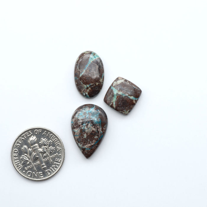 Rare Bisbee Turquoise cabochons with rich blue color and classic brown matrix. Perfect for jewelry makers, collectors, and lovers of fine American turquoise.