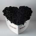 Black Roses in Heart - Shaped White Box - Imaginary Worlds