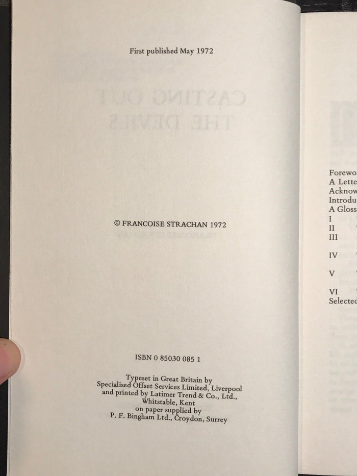 CASTING OUT THE DEVILS; F. Strachan, Stated 1st/1st 1972; HC/DJ DEMONS EXORCISM