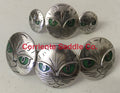 CBCONCH 123 Green Cat Eye Conchos - Corriente Saddle