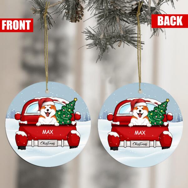 Christmas and Dogs, Custom Gift for Dog Lovers - Personalized Circle Ornament