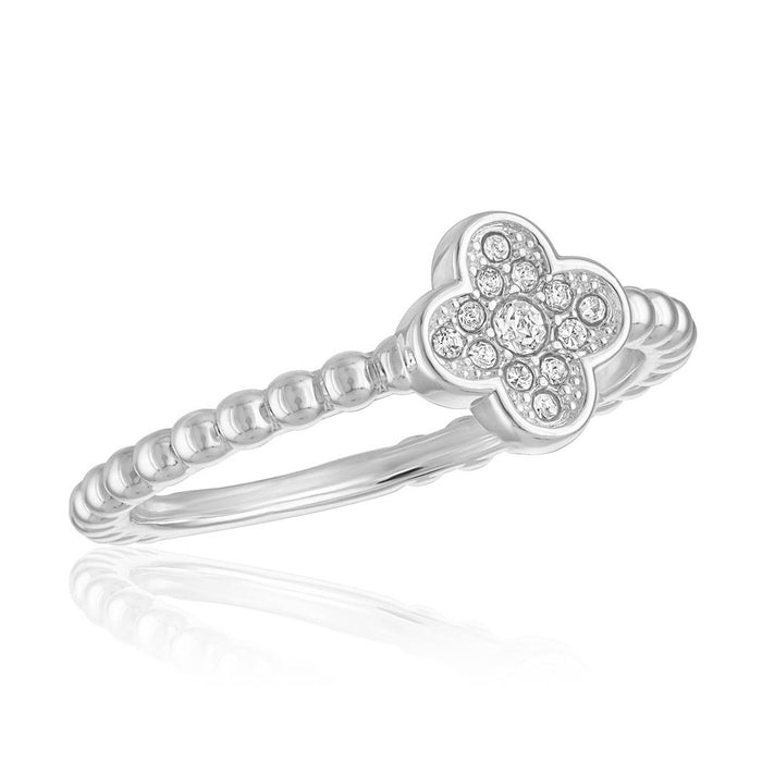 CZ Clover Silver Stack Ring