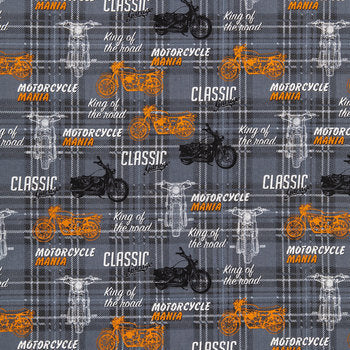 Motorcycle Mania Cotton Calico Fabric