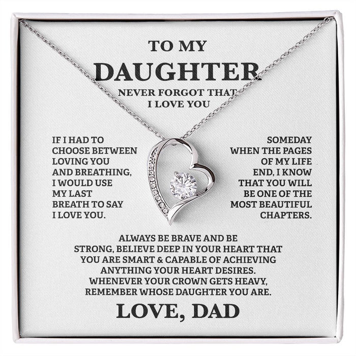 Gift For Daughter From Dad - To My Beautiful Daughter Cubic Zirconia Crystal Forever Love Necklace