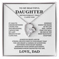 Gift For Daughter From Dad - To My Beautiful Daughter Cubic Zirconia Crystal Forever Love Necklace
