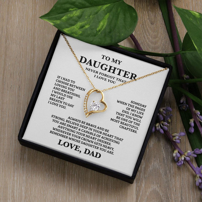 Gift For Daughter From Dad - To My Beautiful Daughter Cubic Zirconia Crystal Forever Love Necklace