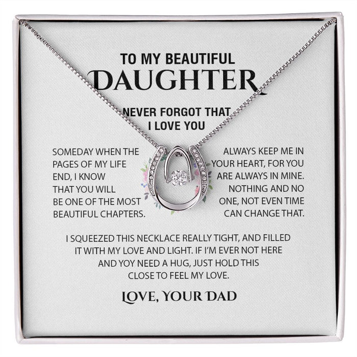 Gift For Daughter From Dad - To My Beautiful Daughter Cubic Zirconia Crystal Necklace