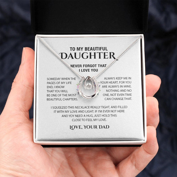Gift For Daughter From Dad - To My Beautiful Daughter Cubic Zirconia Crystal Necklace