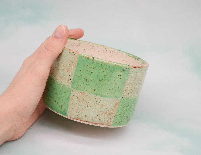 Green and Brown Checkerboard Planter