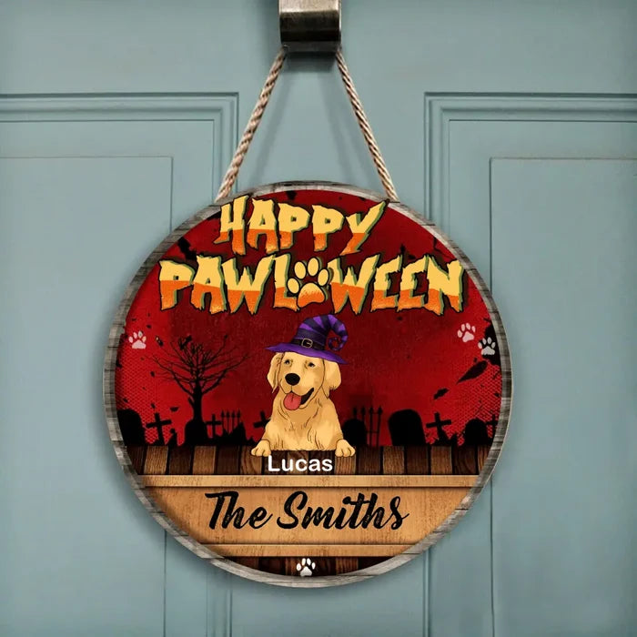 Happy Pawloween - Personalized Wooden Doorsign