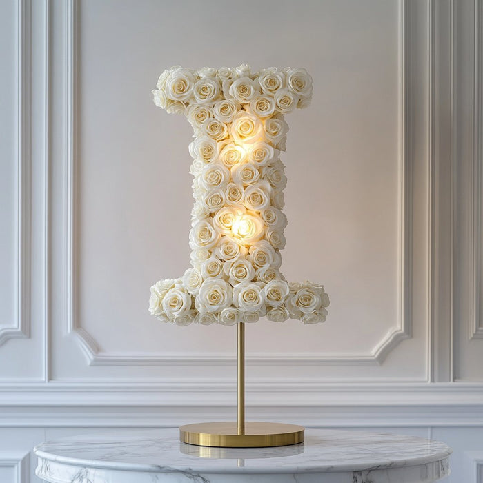 Iris White Rose Letter I Lamp - Imaginary Worlds
