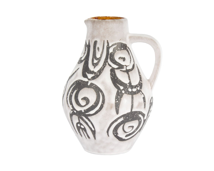 Jasba Keramik West German Black and White Ceramic Pitcher