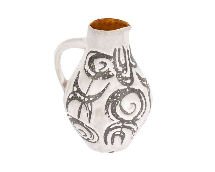 Jasba Keramik West German Black and White Ceramic Pitcher