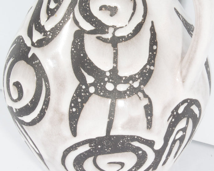 Jasba Keramik West German Black and White Ceramic Pitcher