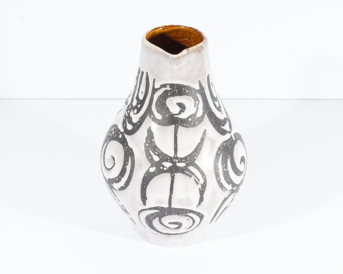 Jasba Keramik West German Black and White Ceramic Pitcher