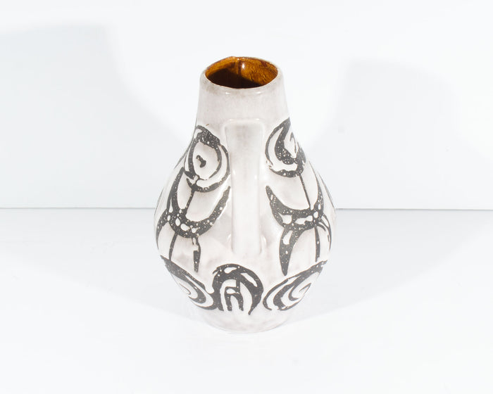 Jasba Keramik West German Black and White Ceramic Pitcher