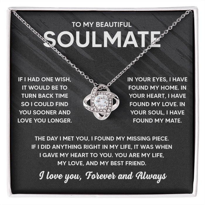 JWSHINEE To My Soulmate Necklace For Women 14K White Gold Plated Elegant Water Drop Gifts For Her