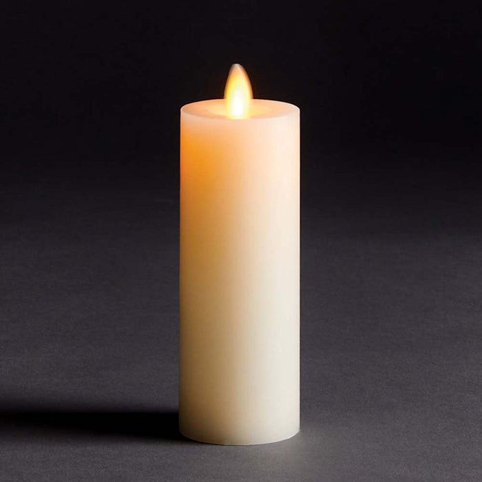 LIGHTLi Realistic Moving Flame Advanced Battery-Operated LED Indoor Wax Pillar Candle, Ivory, 2" X 6"