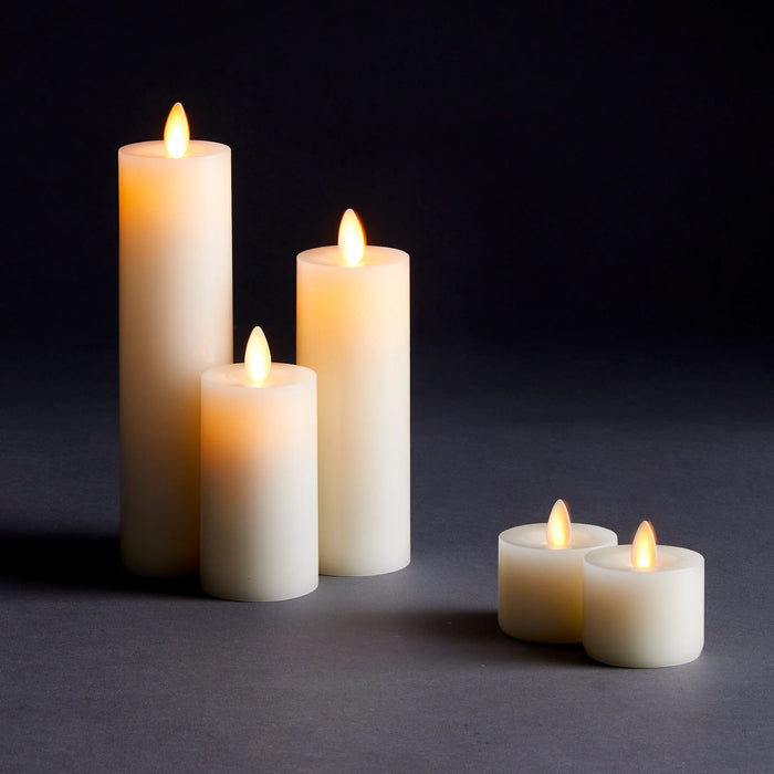 LIGHTLi Realistic Moving Flame Advanced Battery-Operated LED Indoor Wax Pillar Candle, Ivory, 2" X 6"