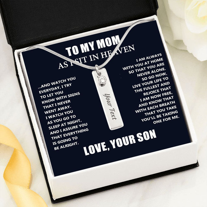 Loss of Son Gift for Mom - Engraved memorial necklace with birthstone - Christmas Mother's Day Necklace Gifts For Mother