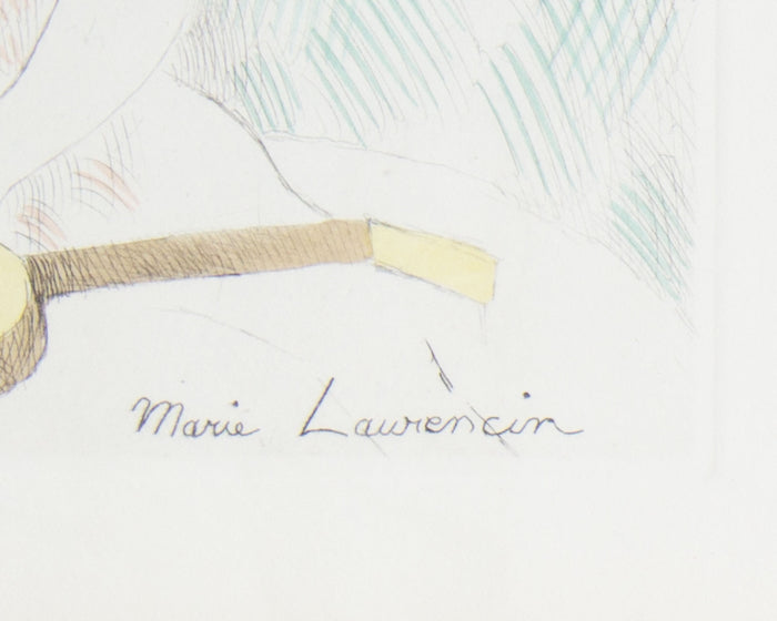 Marie Laurencin “Young Girl with a Guitar” Hand-Colored Etching