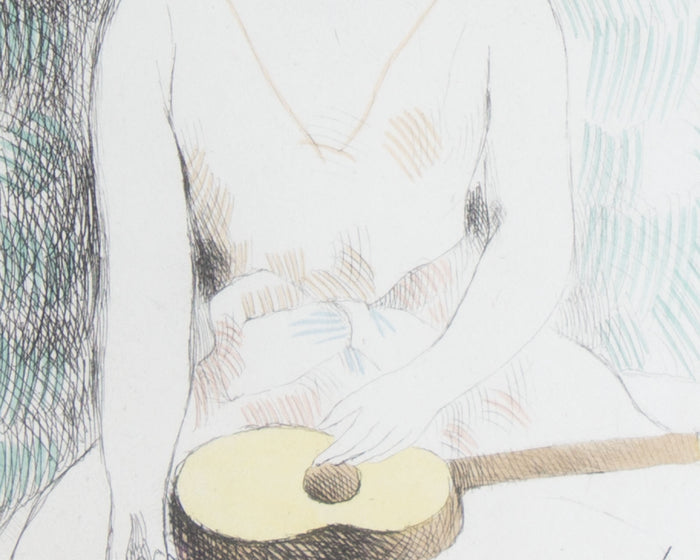 Marie Laurencin “Young Girl with a Guitar” Hand-Colored Etching