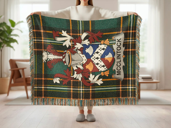 McClintock woven blanket size guide for 52 by 37, 60 by 50, and 80 by 60 inches.