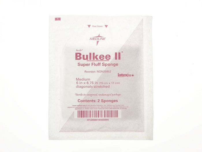 Medline Bulkee Super Fluff Sponge Sterile 6" X 6.75" -Box of 40